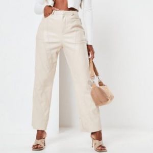 Faux Leather Straight Leg Trousers